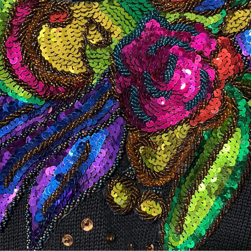Victoria Harbour Intricate rainbow sequin and bead work vintage 80’s sweater - Picture 2 of 6